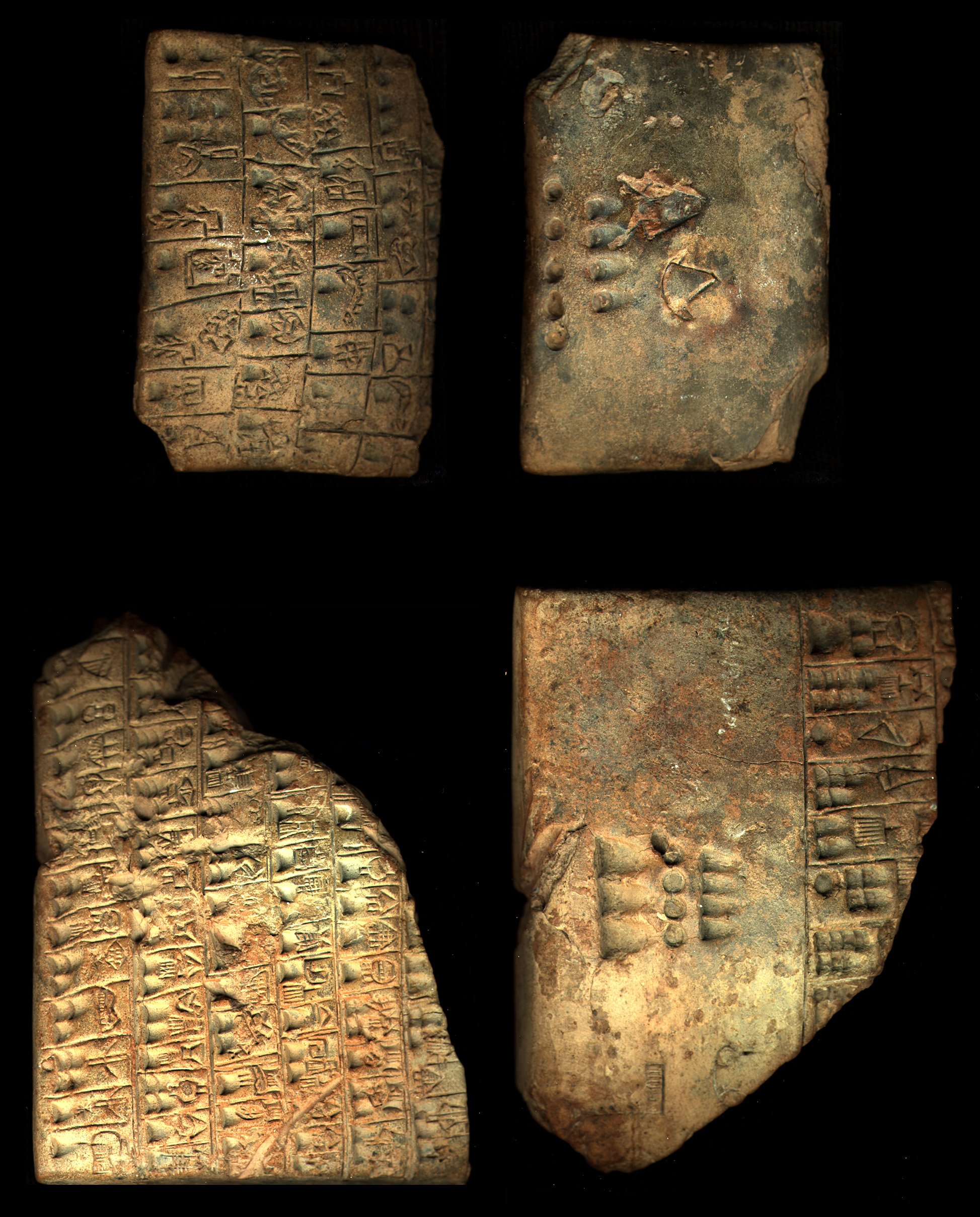 Examples of Uruk IV (above, excavation no. W 7227,a) and Uruk III (below, no. W...